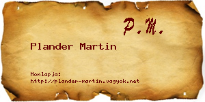 Plander Martin névjegykártya